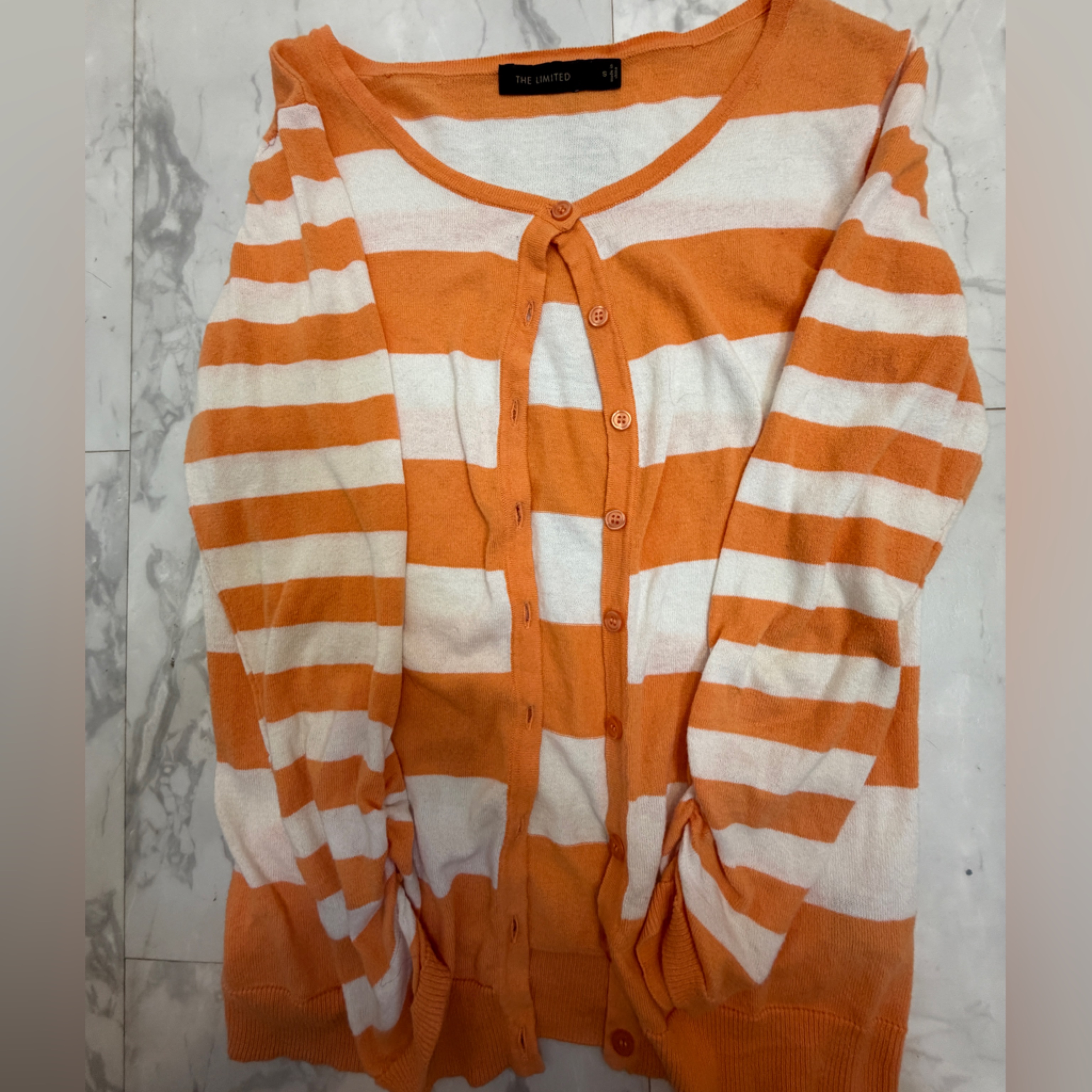 The Limited Orange And White Striped Casual Shirt